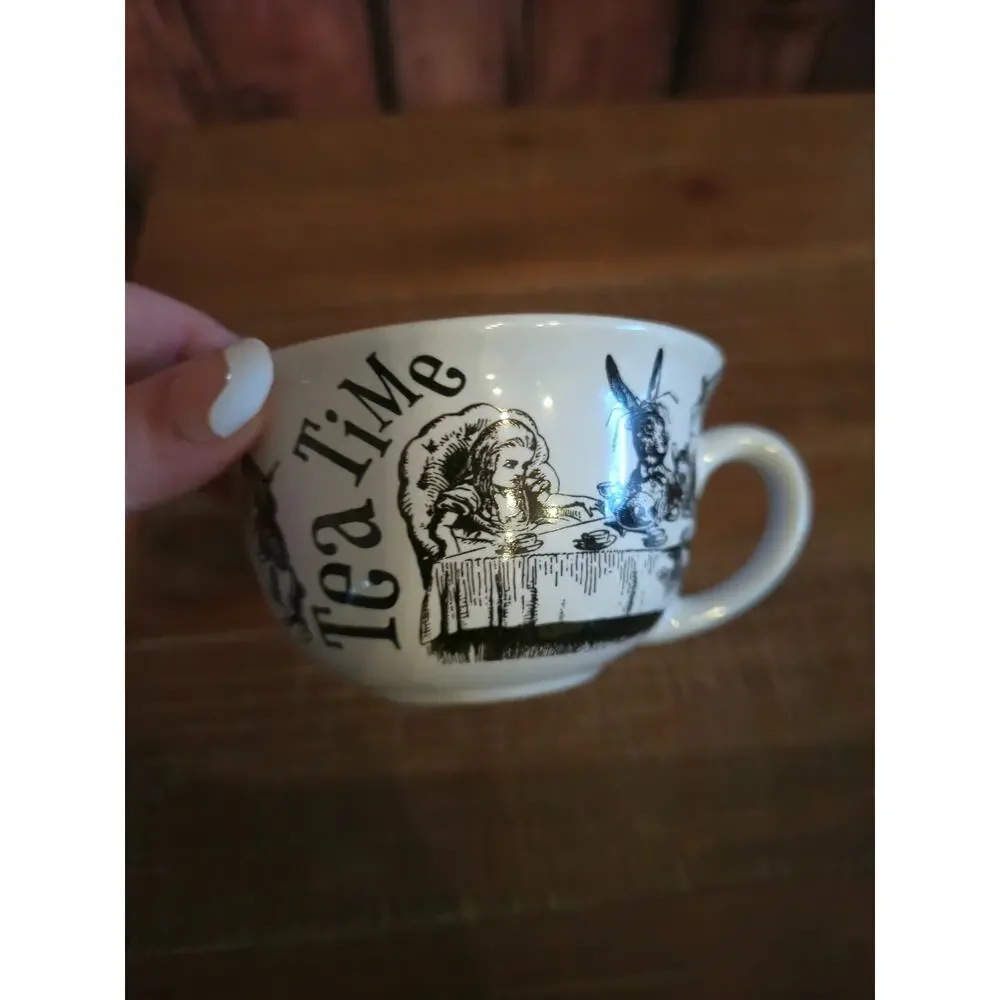 Alice in Wonderland Tea Cup & Saucer Set Mad Hatter White Rabbit Tea Time